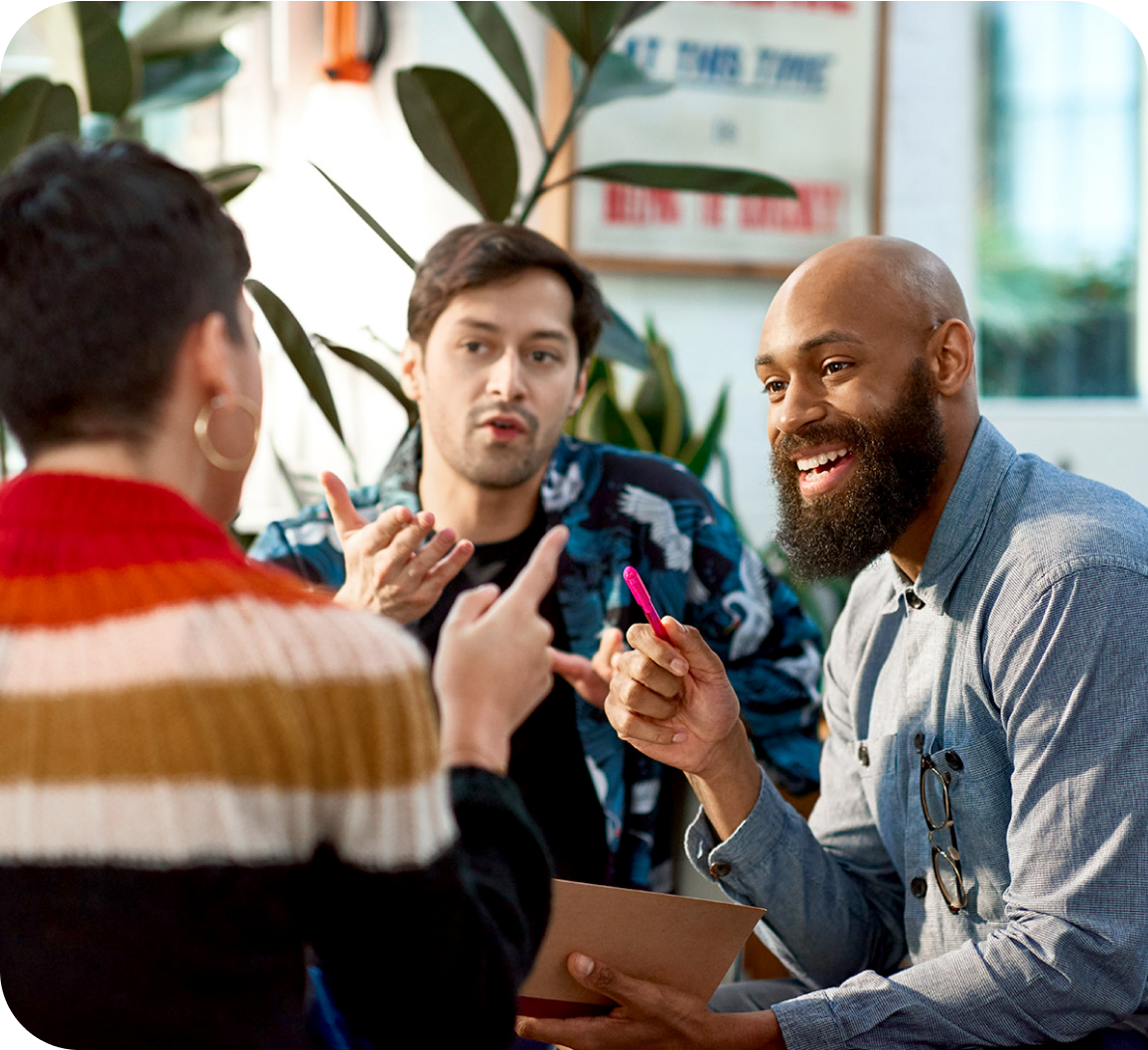 A group of people having a discussion