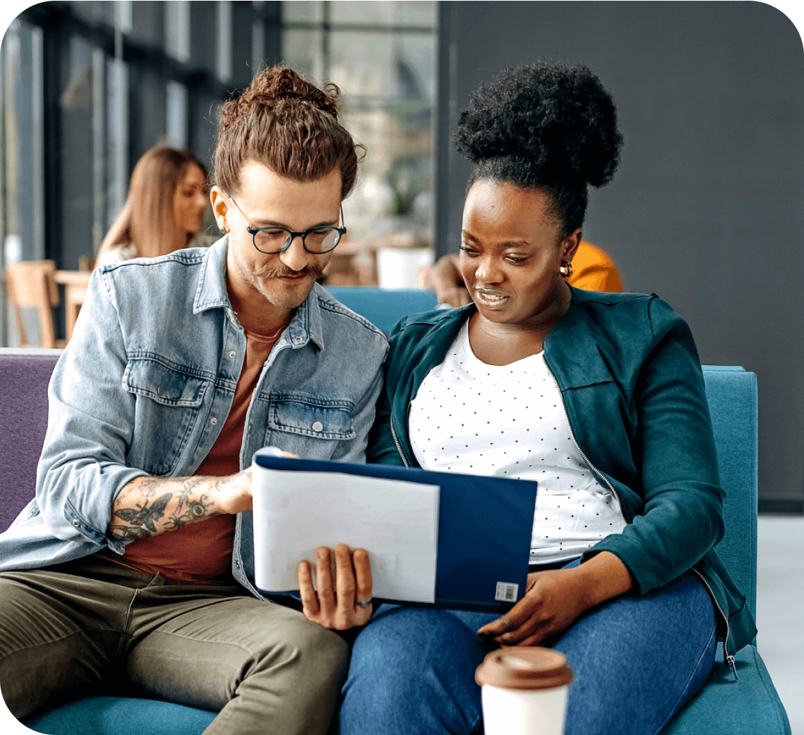 Picture of a couple having a discussion